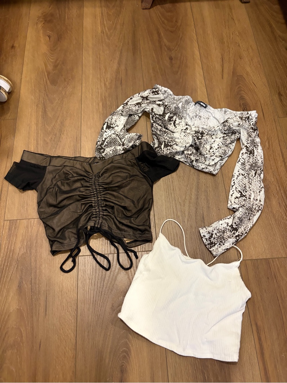 Fashion Nova Crop Top Bundle Small Y2K Mesh Snake Print Cami